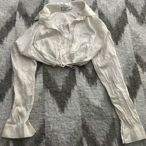 Small white button up crop top